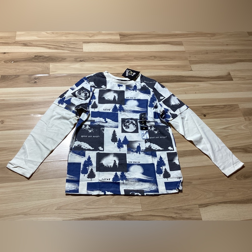 Art Class Boys Snowboard Design Long Sleeve Shirt - Medium 8/10